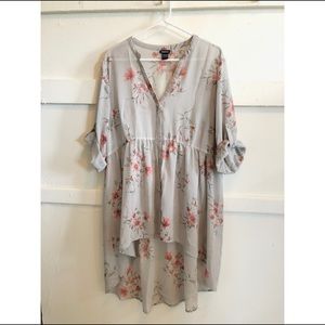 TORRID - grey floral chiffon babydoll tunic